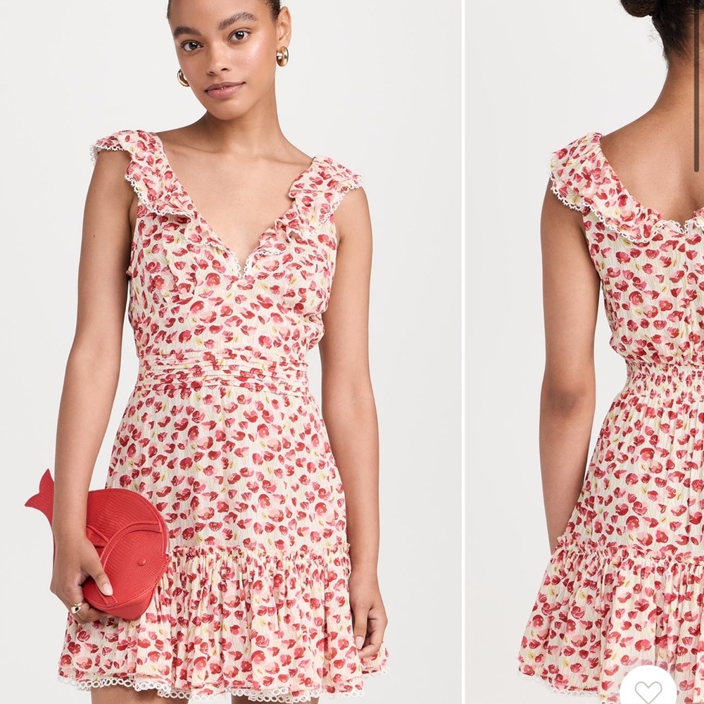 Poupette St. Barth Red and Pink Floral Dress